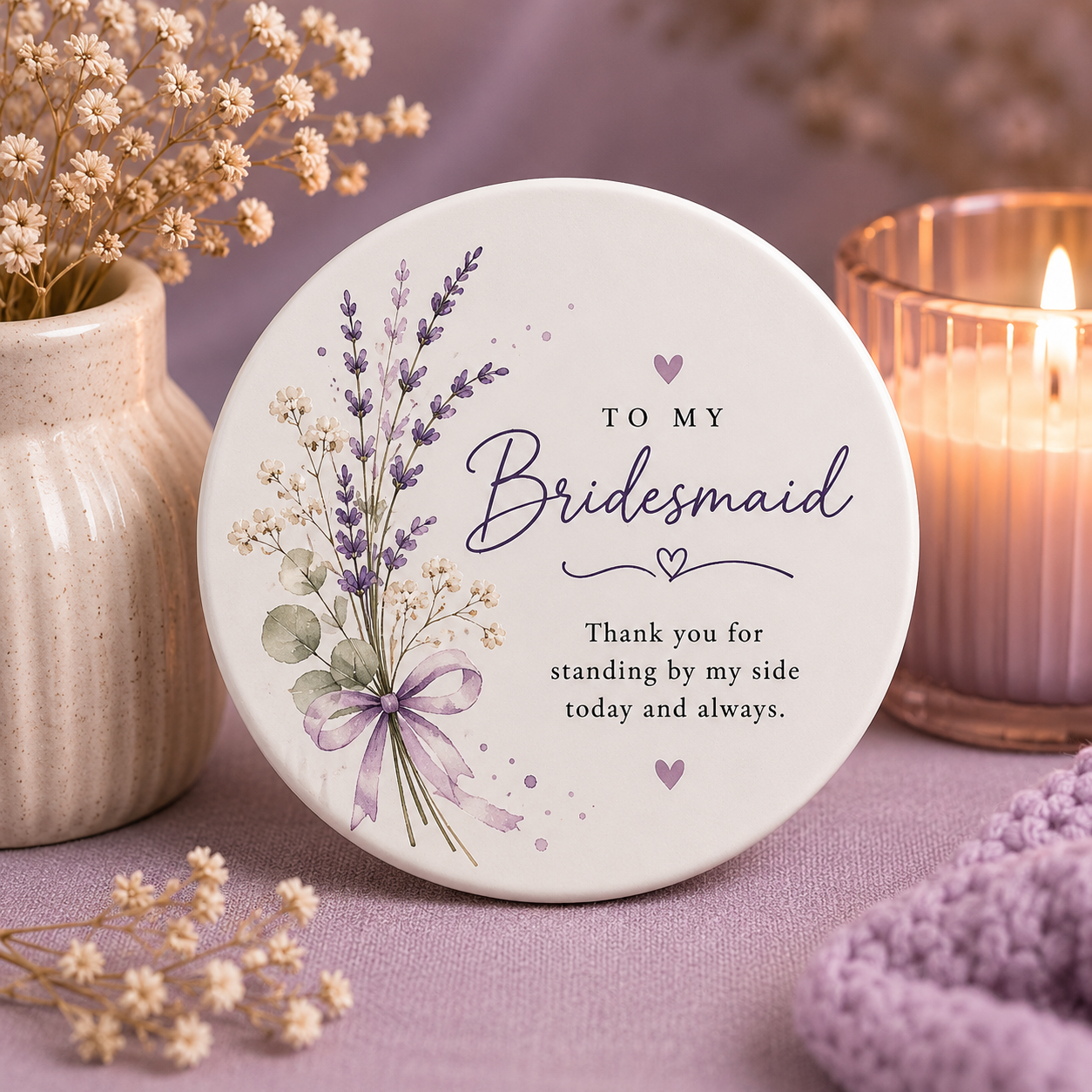 Custom ROUND Ceramic Coaster – Personalized Photo & Text Drink Coaster