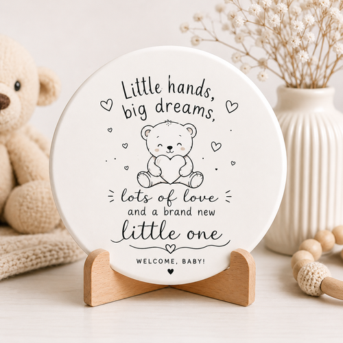 Custom ROUND Ceramic Coaster – Personalized Photo & Text Drink Coaster