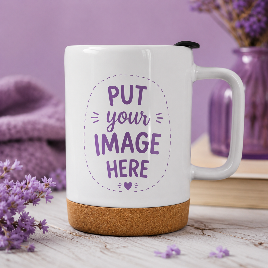 Personalizable Coffee Mug With Cork and Lid