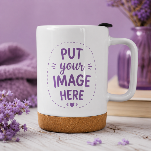 Personalizable Coffee Mug With Cork and Lid