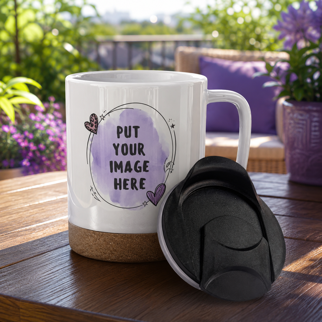 Personalizable Coffee Mug With Cork and Lid