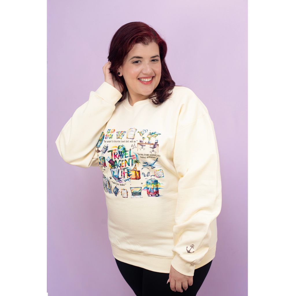 Sweat-shirt ras du cou épais « Travel Agent Life » | Cadeau pour agent de voyages