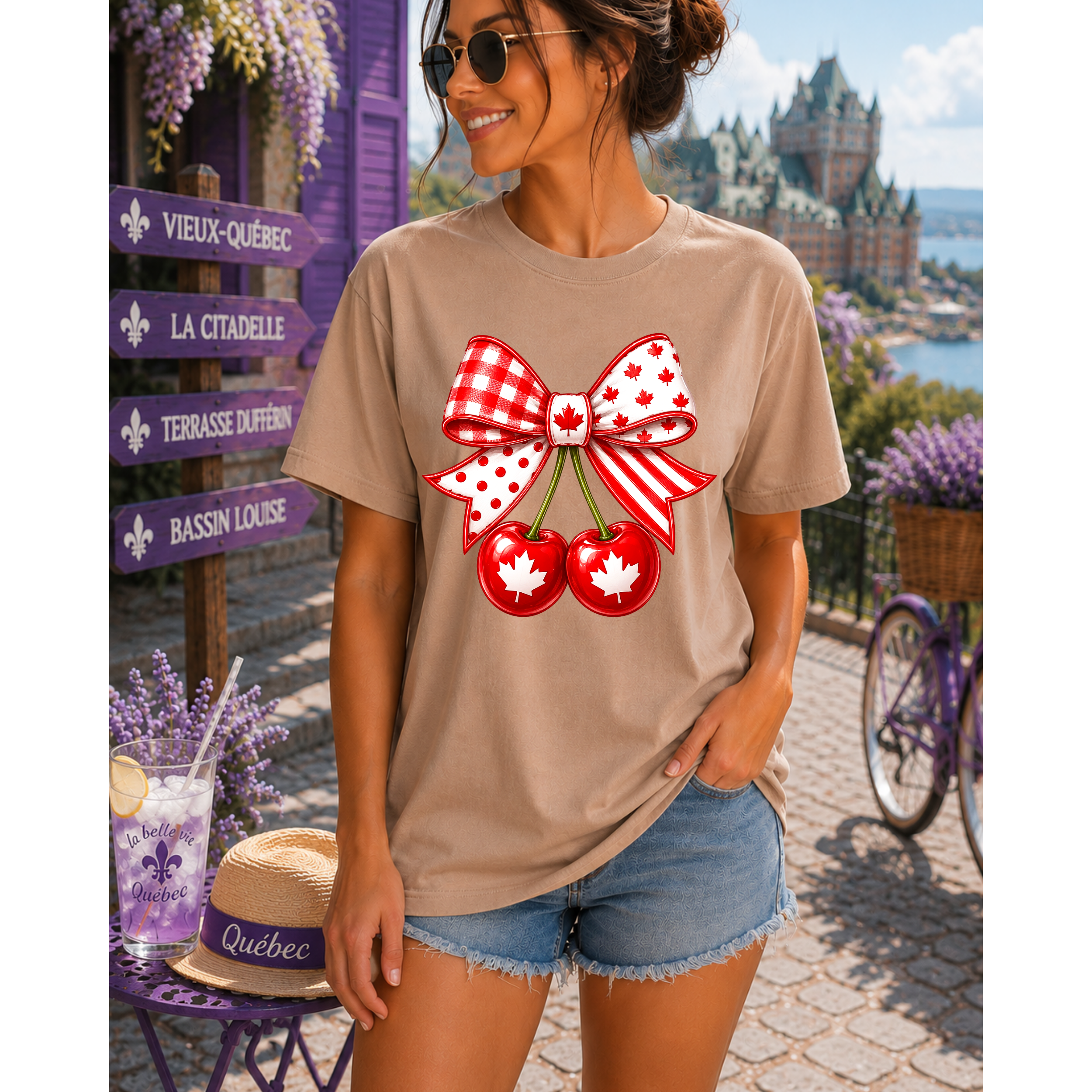 Canada Bow With Cherries Tee