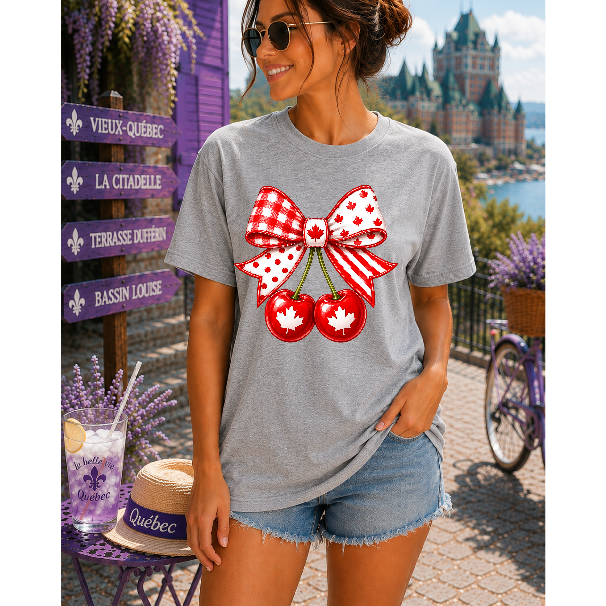Canada Bow With Cherries Tee