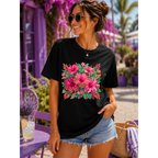 Wild Leopard Hibiscus Floral T-Shirt