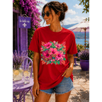 Wild Leopard Hibiscus Floral T-Shirt