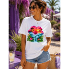 Tropical Sunset Waterfall Hibiscus T-Shirt