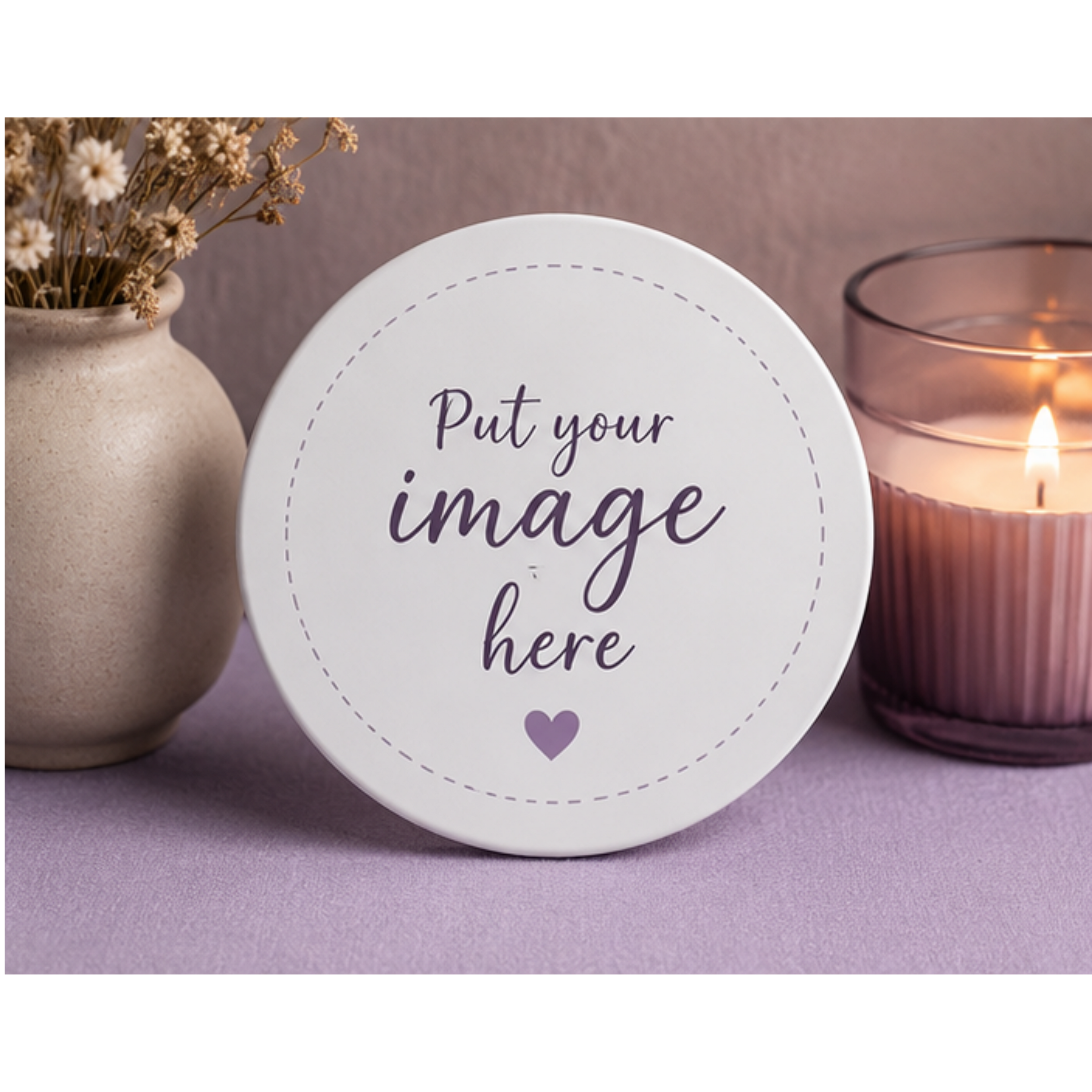 Custom ROUND Ceramic Coaster – Personalized Photo & Text Drink Coaster