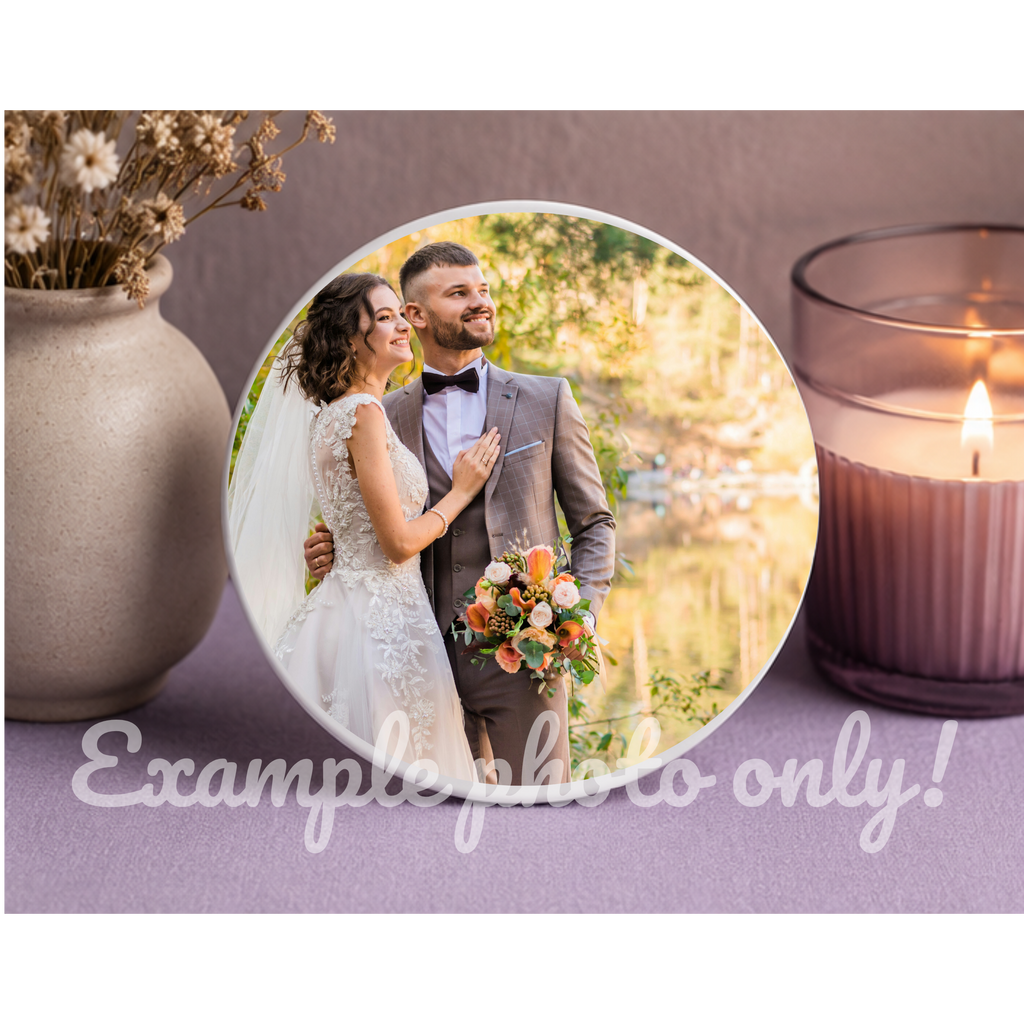 Custom ROUND Ceramic Coaster – Personalized Photo & Text Drink Coaster