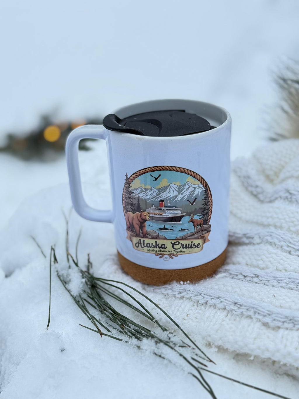 Mug de croisière en Alaska – Cadeau de voyage en céramique de qualité supérieure sur le thème de l'Alaska