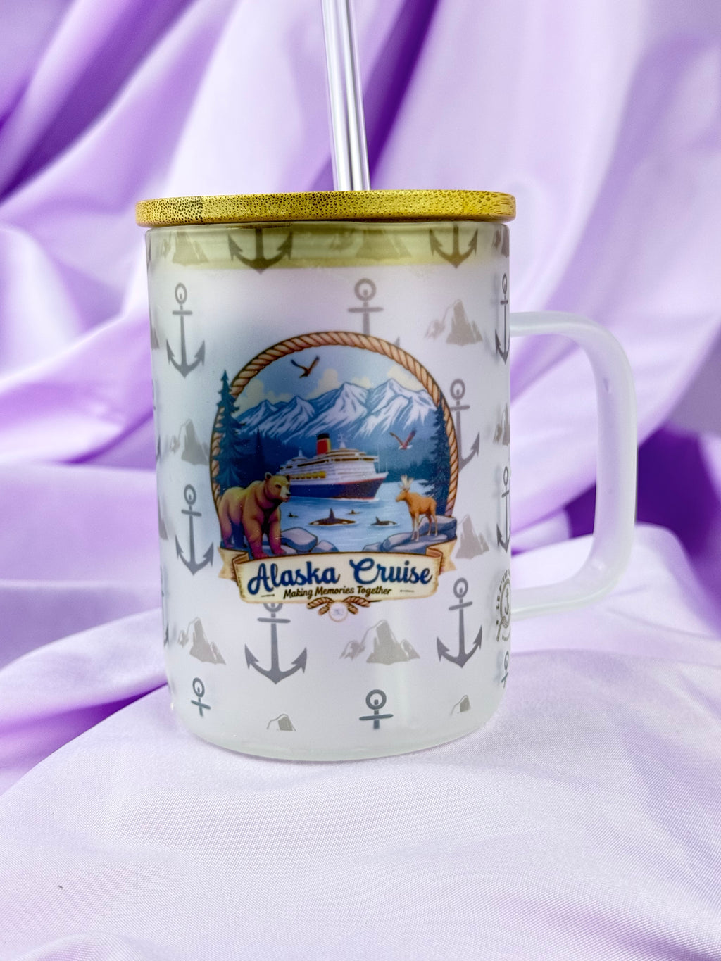 Caneca de Vidro Fosco “Criando Memórias Juntos” para Cruzeiro no Alasca – Presente de Viagem ao Alasca e Caneca de Café para Férias