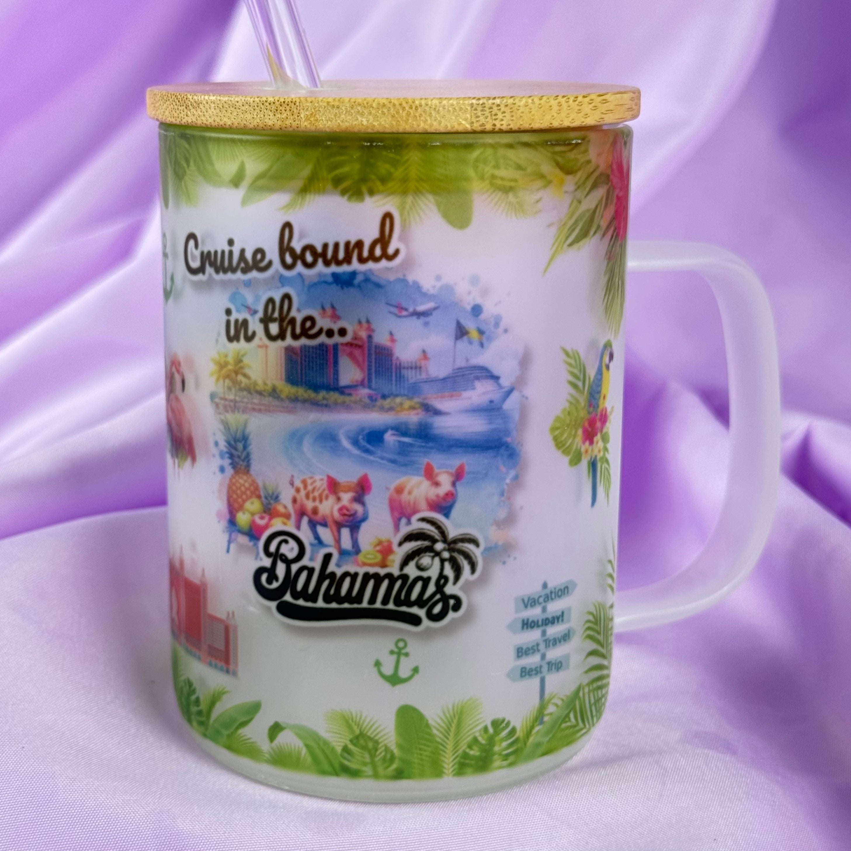 Cruise Bound in the Bahamas Frosted Glass Mug – Cruise Coffee Cup, Travel Keepsake Gift