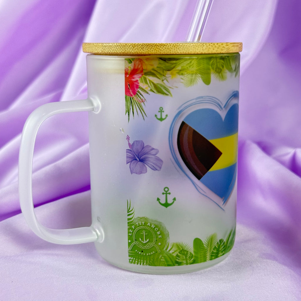 Mug en verre dépoli « Cruise Bound in the Bahamas » – Tasse à café de croisière, cadeau souvenir de voyage