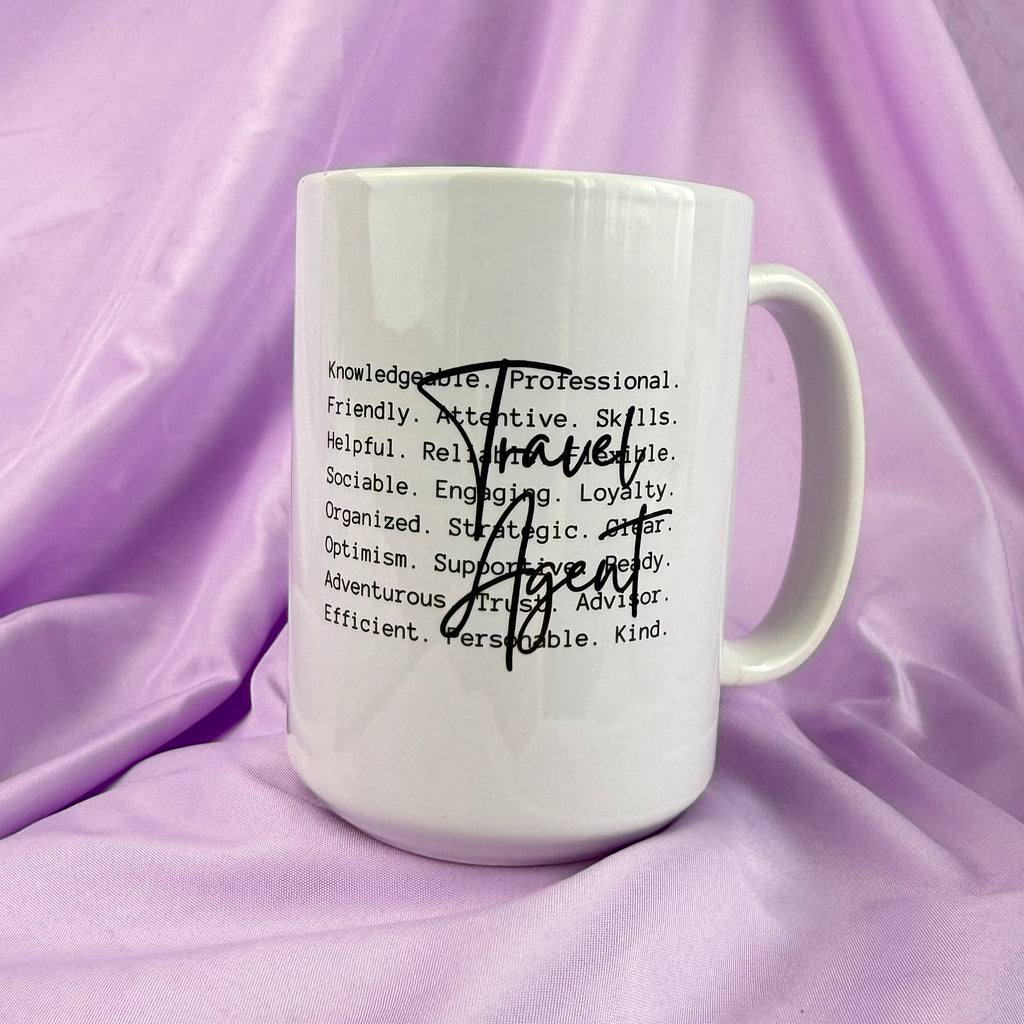 Mug en céramique haut de gamme personnalisé agent de voyage – Cadeau Tasse à café prénom personnalisable pour professionnels du voyage