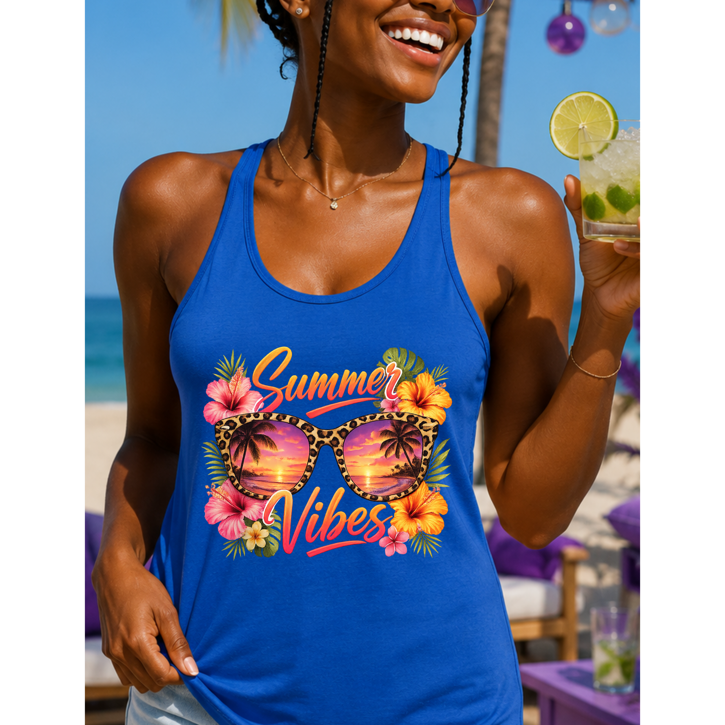 Summer Vibes Leopard Sunglasses Graphic T-Shirt