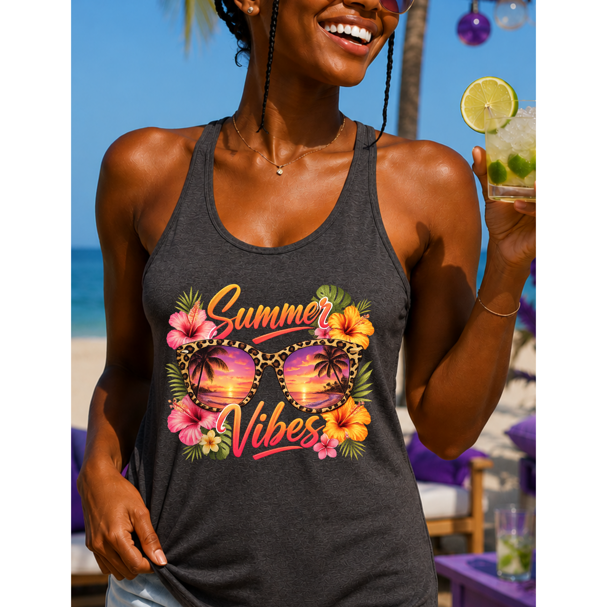 Summer Vibes Leopard Sunglasses Graphic T-Shirt