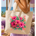 WIld Leopard Hibiscus Floral Totebag