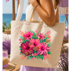 WIld Leopard Hibiscus Floral Totebag