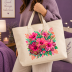 WIld Leopard Hibiscus Floral Totebag