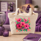 WIld Leopard Hibiscus Floral Totebag