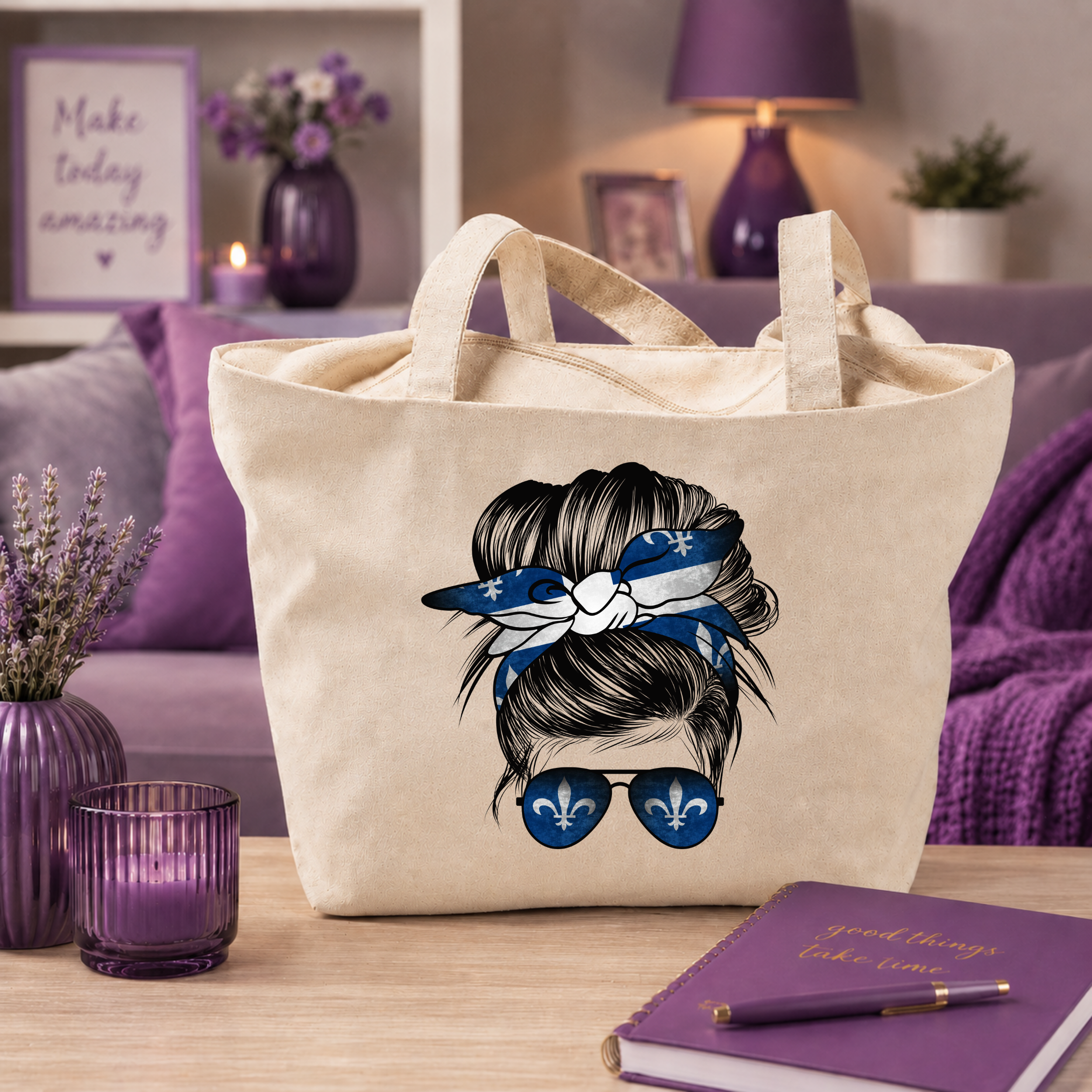 Quebec Girl Bow TOTE BAG