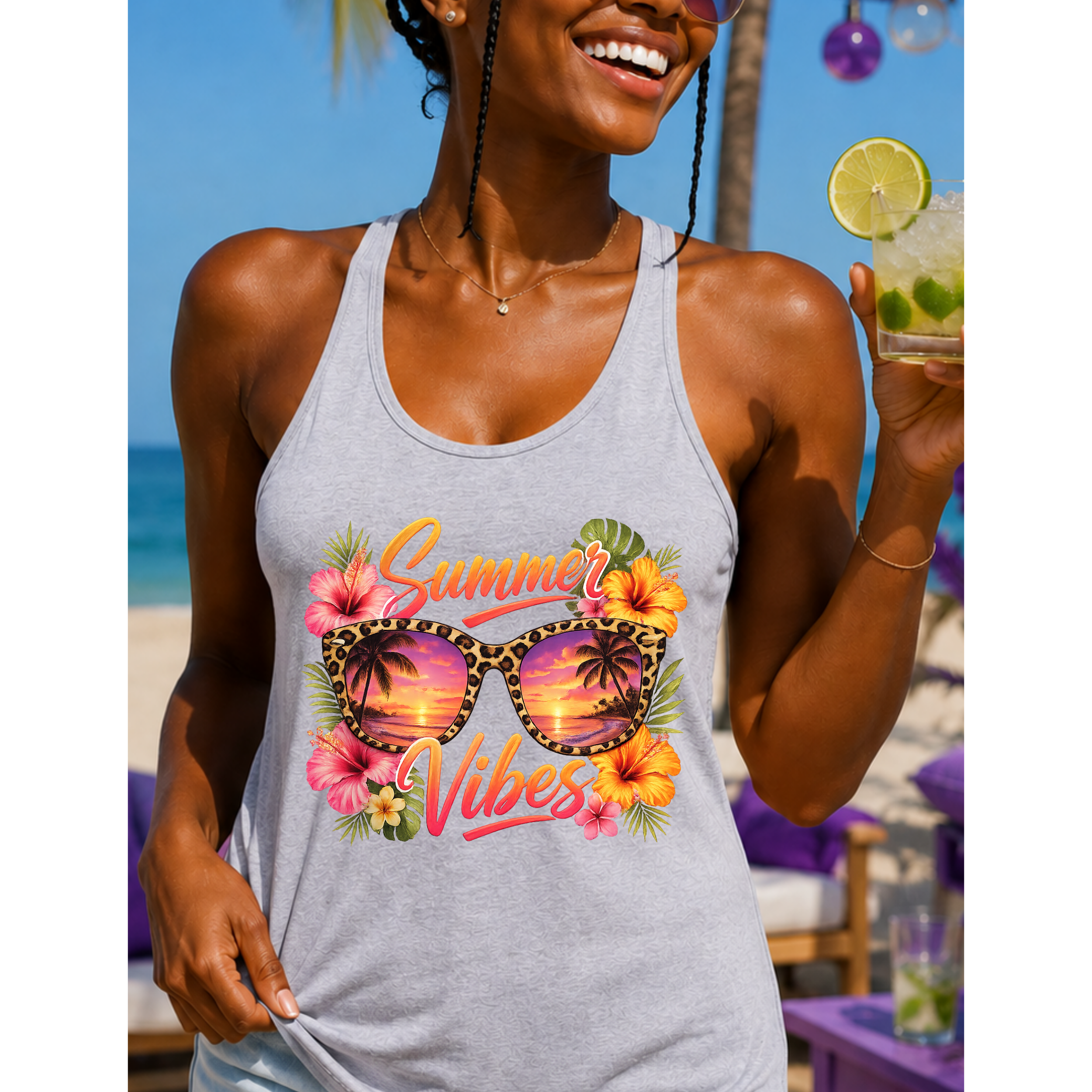 Summer Vibes Leopard Sunglasses Graphic T-Shirt